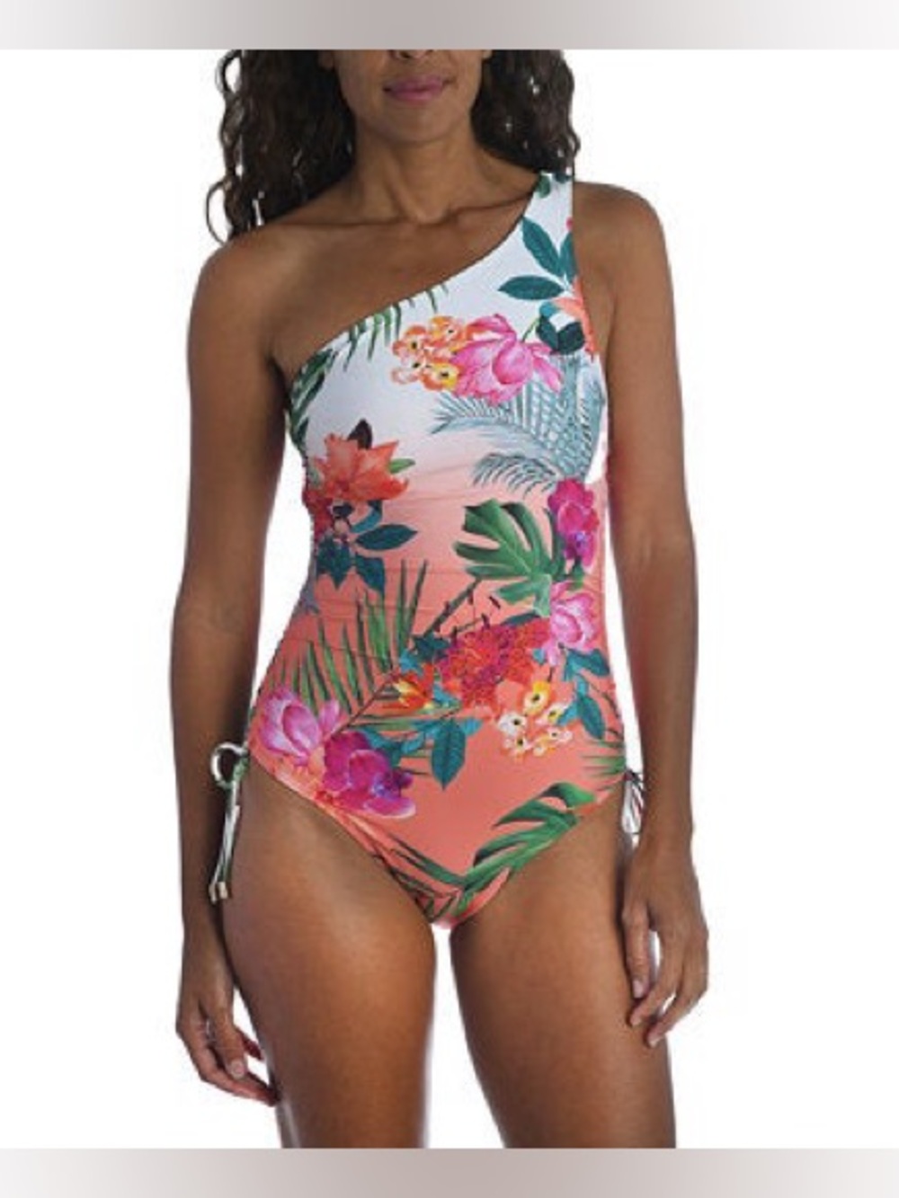 La Blanca Women’s Coral Tropical Print Stretch One Piece Swimsuit Size 8